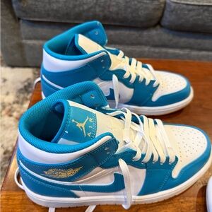 Nike Air Jordan Mid Sneakers in Teal and White
